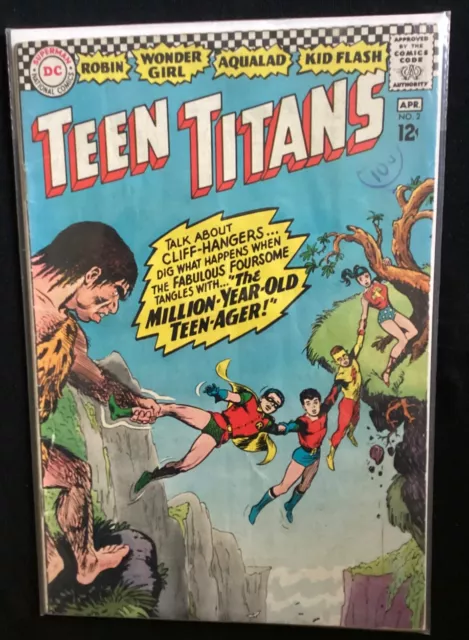 Teen Titans # 2 April 1966 ,Dc Comics, “Million -Year -Old-Teen-Ager !”