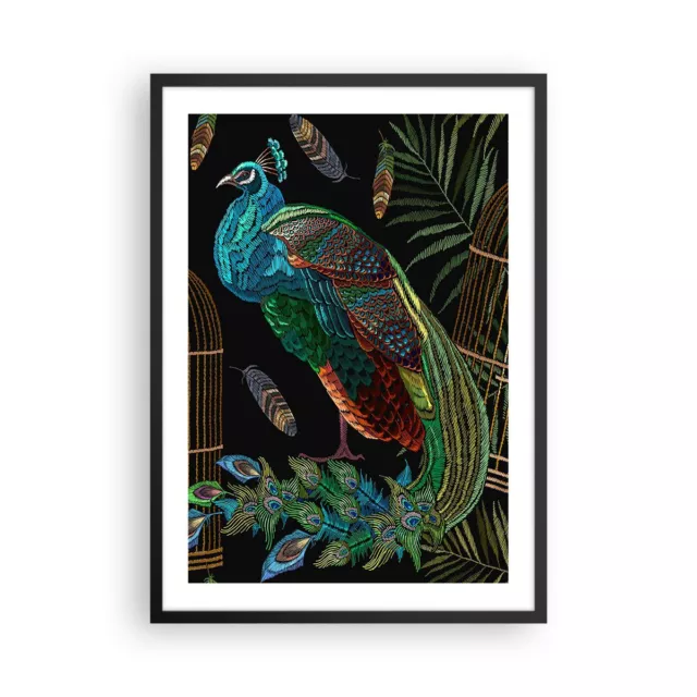 Cuadro Poster de Pared 50x70cm P�ster Marco Pavos reales Oro Jaula Wall Art