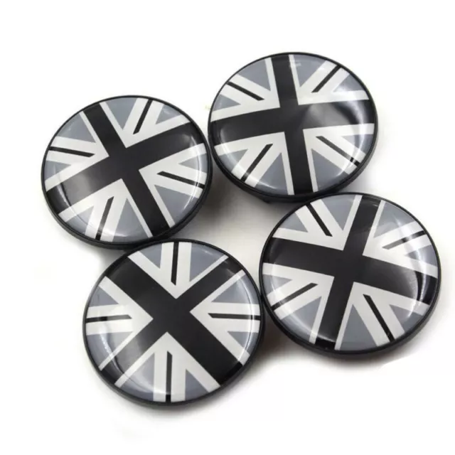 4x Union Jack UK Flag Mini Cooper Center Cap Enjoliveurs Auto Logo Noir Neuf