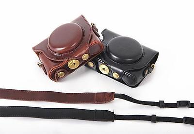 New Leather Camera Case Bag For Sony DSC-HX90 HX90 WX500  Black