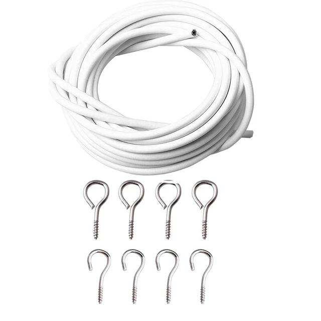 Dikots Set di fili per tende e ganci, 30 m, include 60 occhielli e 60 ganci, multiuso