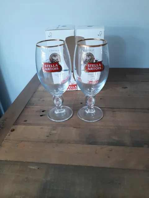 2 x Stella Artois Chalice Glass Championships Wimbledon 33cl Man Cave Pub Bar