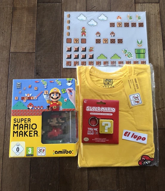 T-shirt Super Mario Maker - Anniversaire 30 Ans, Taille M, Jaune, Occasion En Très Bon état