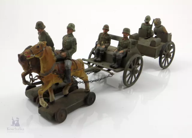 Elastolin Lineol Pferdegespann der Wehrmacht (E10)