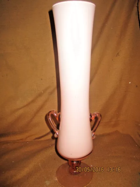 Grand Vase En Verre De Murano Rose 2 Tons