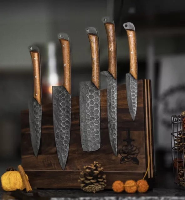 Handmade DAMASCUS STEEL CHEF KNIFE Set Kitchen Knives Set Full Tang