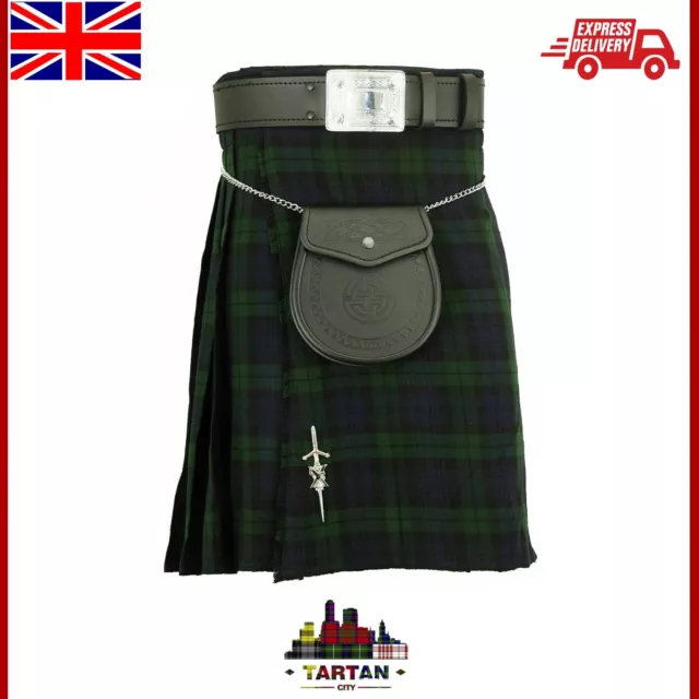 TC Highland Scottish Kilt Mens Blackwatch Tartan Traditional Dress Skirts