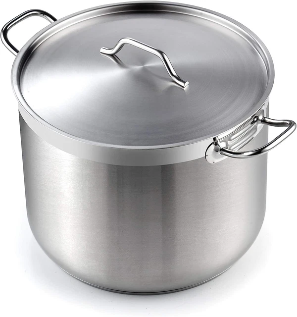 2616 Standard Professional Grade Lid 30 Quart Stainless Steel Stockpot, Silver