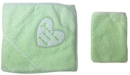 Parure de bain pour bebe vert - Je suis le reve de mes parents