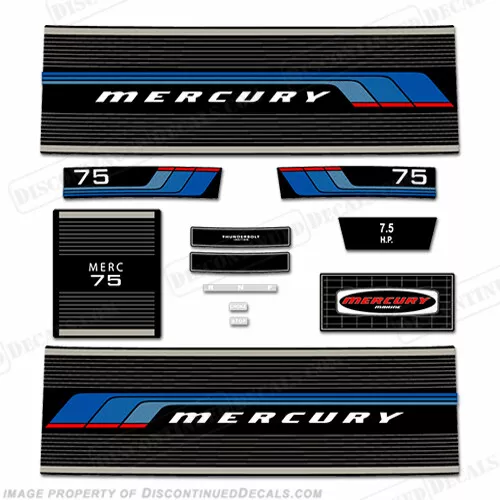 Fits Mercury 1977 7.5HP Outboard Engine Decals