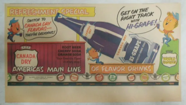 Canada Dry Ad: New Hi-Grape Flavor Soda ! from 1950's Size: 7.5 x 15 inches