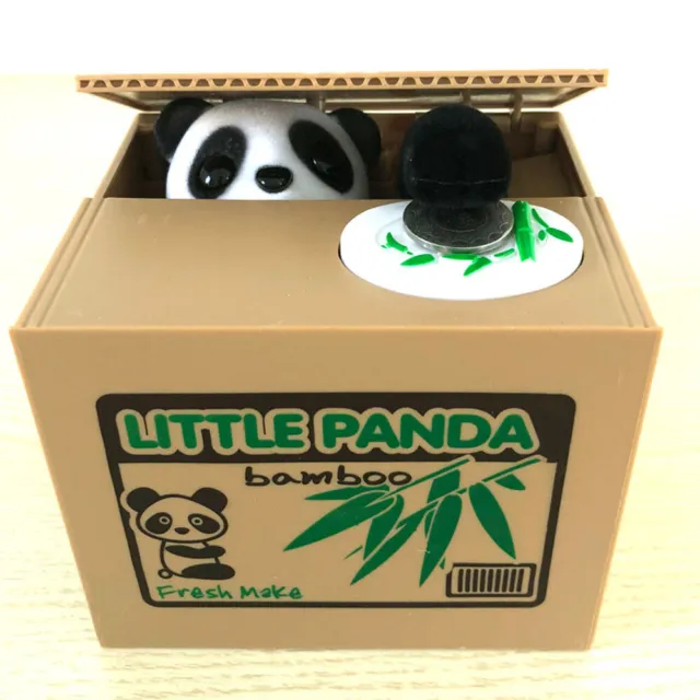 Cute Cat Panda Stealing Steal Coin Piggy Bank Money Box Gift for Kids UK Stock