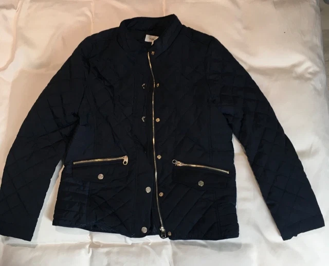 zara girls navy blue quilted spring/ summer weight jinty jacket age 13-14 years