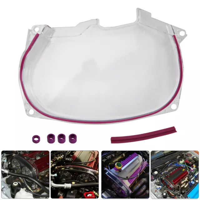 Clear Timing Belt Pulley Cover For Mitsubishi Lancer Evolution 4G63 EVO4 5 6 7 8