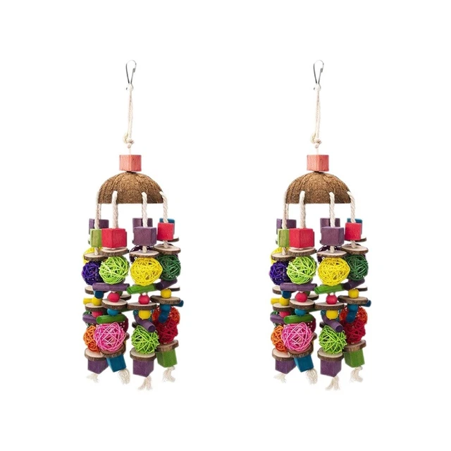 bird wood toys 2x Vogel Käfig Klettern Spielzeug Vögel Kauen Spielzeug