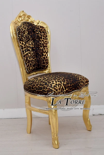 Sillón Silla Still Luis XV Barroco Madera Tela Manchado Swarovski AL1826