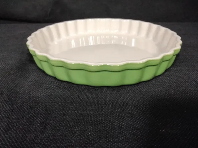 Plato de flan quiche pastel festoneado borde estriado verde 25 cm 1,35 l