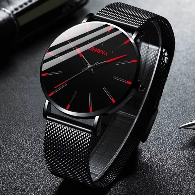 Montre Minimaliste à Quartz pour hommes,Simple,à la mode, Acier inoxydable, Neuf