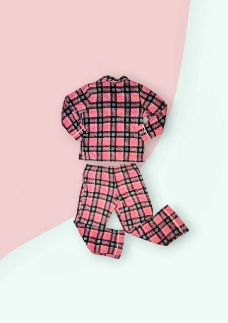 SIMPLY VERA WANG 2 Piece FLEECE Pink Gray PLAID Pajama Set Womens Size Large