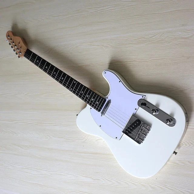 TL type white body 6 strings electric guitar chromne hardware  white pickguard