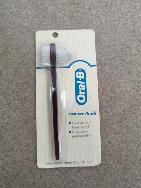 1 Vintage 1991 NOS Red Oral B Denture Brush Made in USA