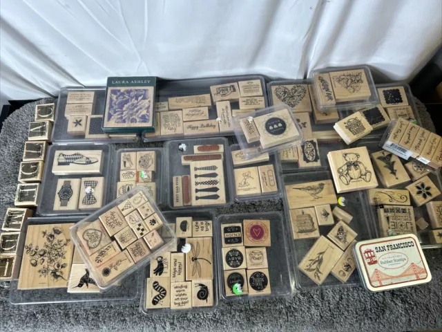 HUGE 115+ Piece Lot of Stampin’ Up Wood Backed Rubber Stamp Sets Crafts