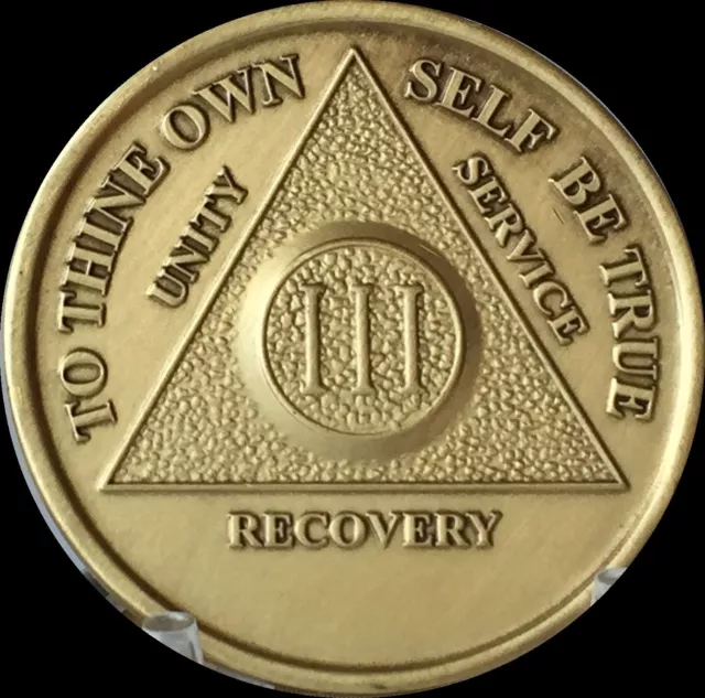 3 Year AA Medallion Alcoholics Anonymous Serenity Prayer Chip Bronze III Coin