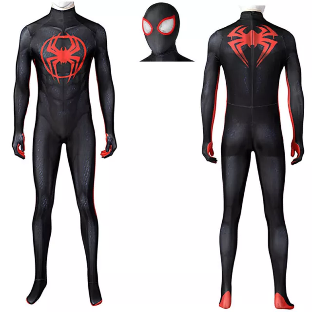 US The Across Spider Verse Spiderman Miles Morales Jumpsuit Suit Cosplay Costume