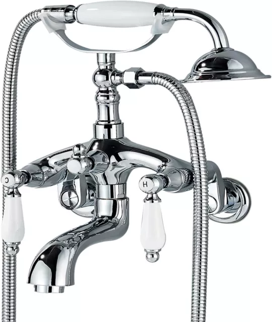Chrome Clawfoot Tub Shower Faucet Set with Hand Held Shower Head Wall Mounted