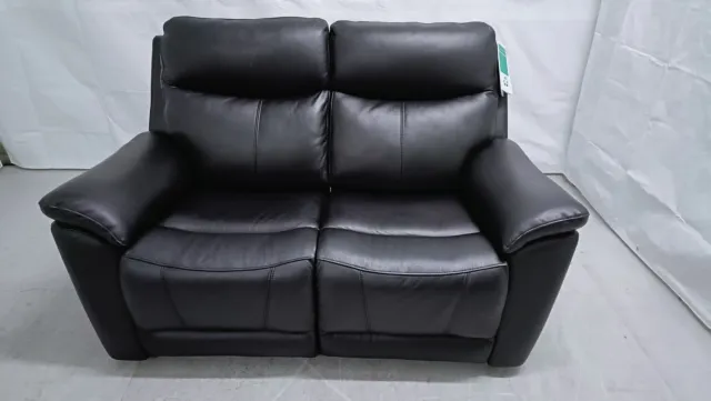 ScS Ethan Oslo Pitch Black Leather 2 Seater Manual Recliner Sofa RRP £1399