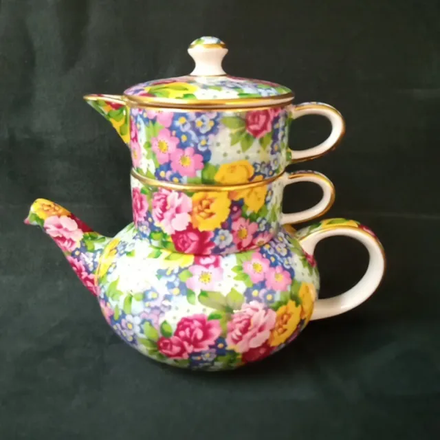 Royal Winton JULIA Grimwades China Stacked Teapot for one Limited Edition 1995