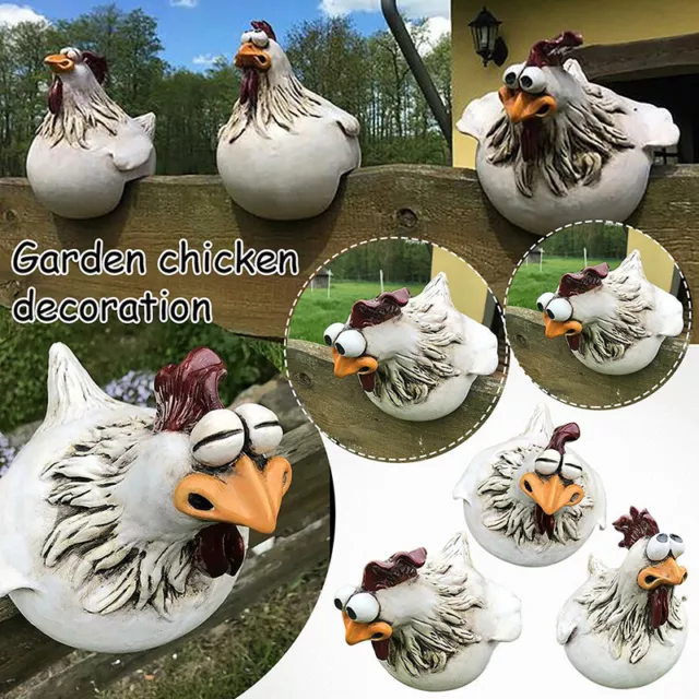 Funny Fence Decoration Chicken Statues Farm Art-backyard Decoration Ornam-NG