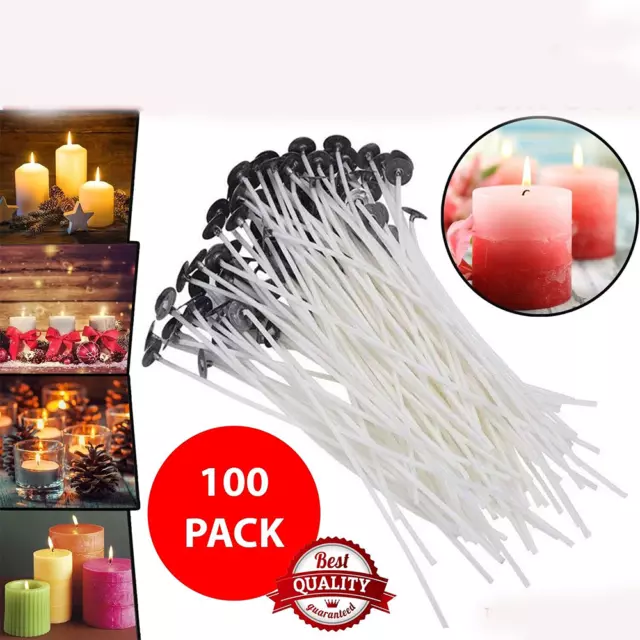 100PCS ROUND COTTON Threads 6 inch Long with Round Base for Candle