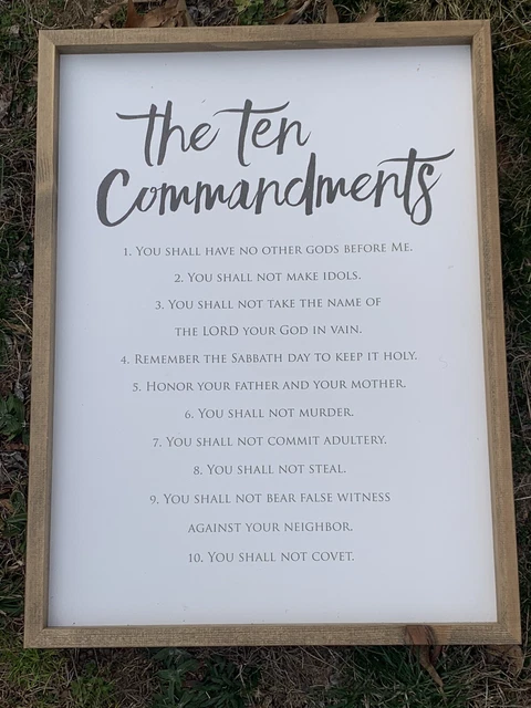 Ten Commandments Shadow Box VINTAGE MOSES JESUS God THE TEN COMMANDMENTS Shadow Box Wall Art Litho ...
