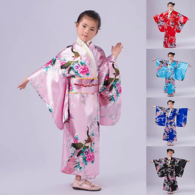 Toddler Kid Baby Girl Outfit Clothes Kimono Robe Japanese Traditional Costume US