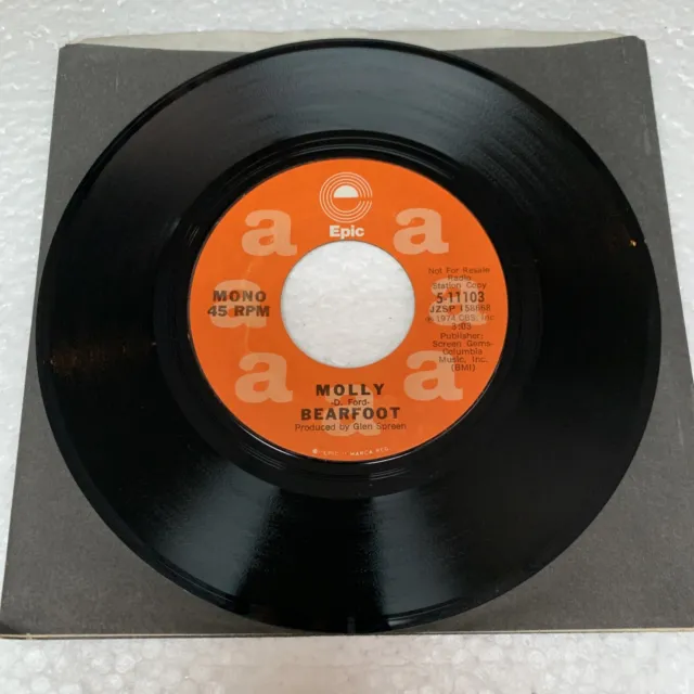 Molly Bearfoot 7” 45rpm Mono/ Stereo Epic 1974 Radio Copy Promo Vinyl