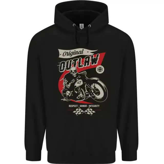 Original Outlaw Motorbike Biker Motorcycle Mens 80% Cotton Hoodie