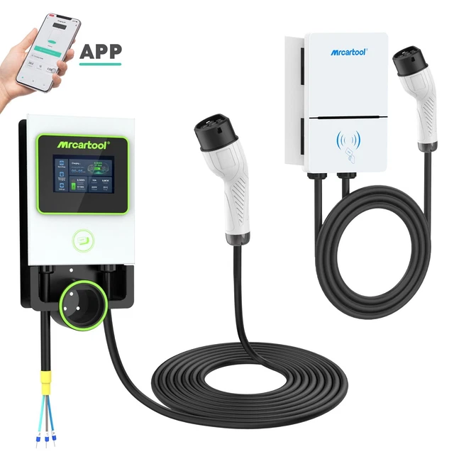 32A 7KW EV Charger TYPE 2 Electric Car Charging Station RFID With APP ...