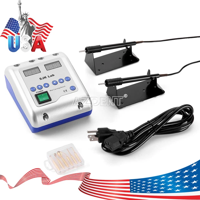 SJK Dental Electric Wax Waxer 2 Carving Pen Carver With 6 Heating Tips