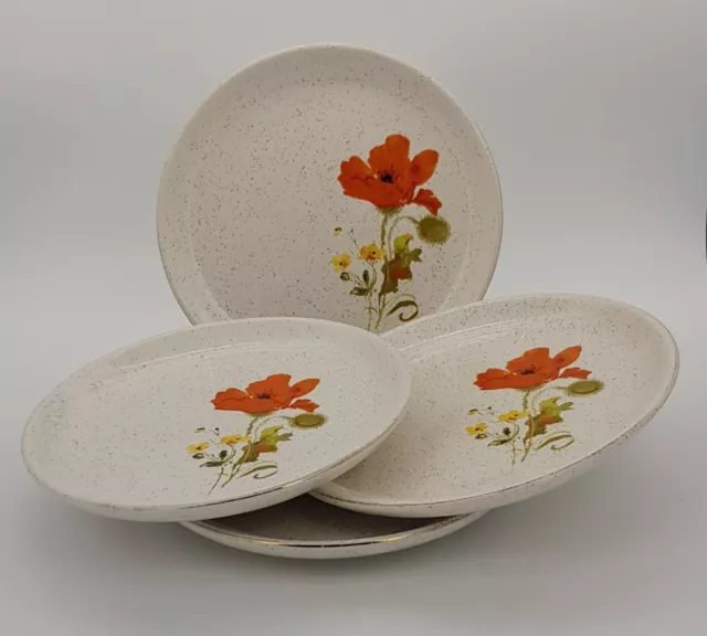 4 Rare And Discontinued Poppy Pattern Kernewek Pottery Cornwall  Cake Plates