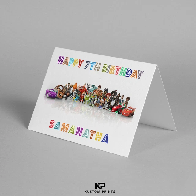 PERSONALISED NAME DISNEY Pixar Kids Birthday Card Toy Story Cars Custom Handmade EUR 3,84