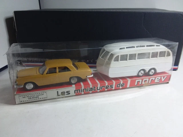 Miniature NOREV – Mercedes 250 SE Avec Caravane Hénon, Orange, échelle 1/43