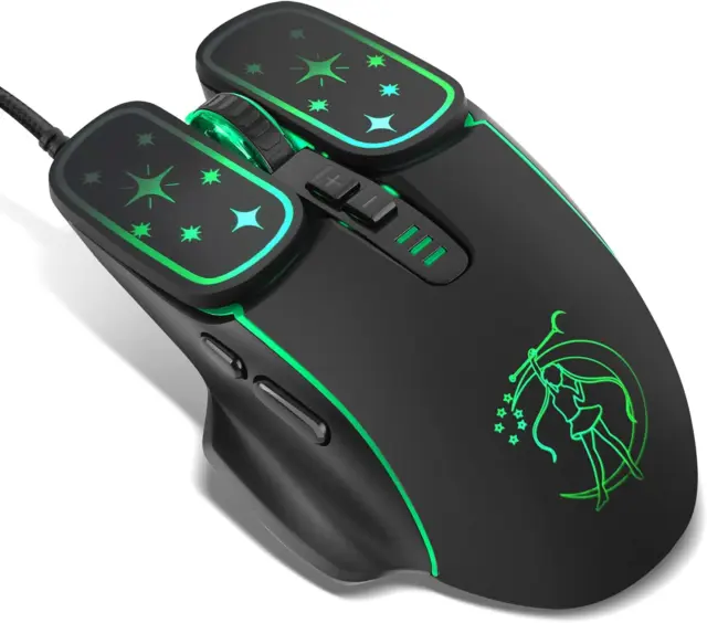 Greshare Gaming Mouse,4 Colors Backlit Optical Game Mice Ergonomic USB Wired DPI