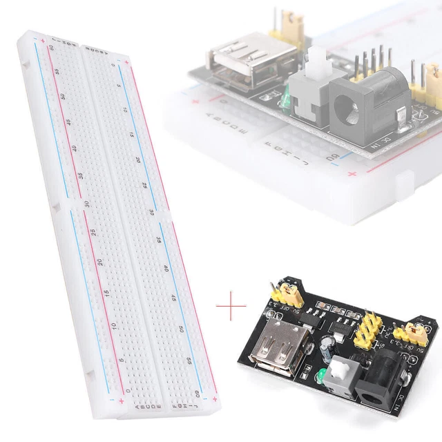 MB-102 Solderless Breadboard Protoboard 830 Tie Points 2 Buses Test Circuit