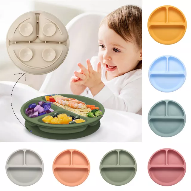 Silicone Suction Table Plate Mat Bowl Tray Placemat Baby Kids Food Feeding Cute