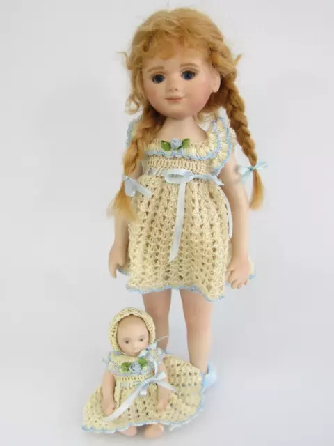 RARE Annette Hermann Artist Doll EVI and Her Dolly LE 6/10 Jointed Porcelain 9"