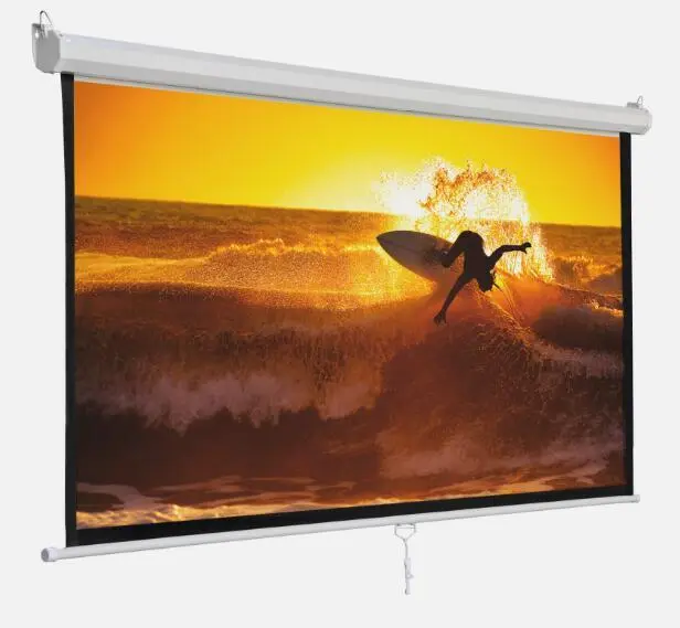 120"1:1 Projection Projector Screen Manual Pull Down Matte HD Movie Theater Home