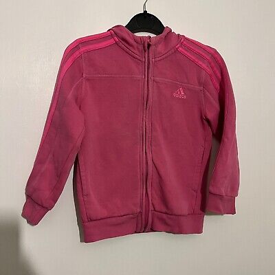 Adidas Girls Pink Full Zip Classic Logo Hoodie / Jacket - 5-6 Yrs