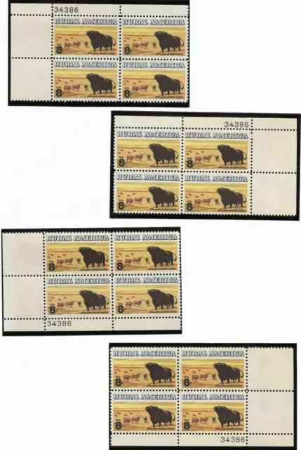 Scott 1504 8 Cent Rural America Matched Set Of Plate Blocks Mnh Free Shipping