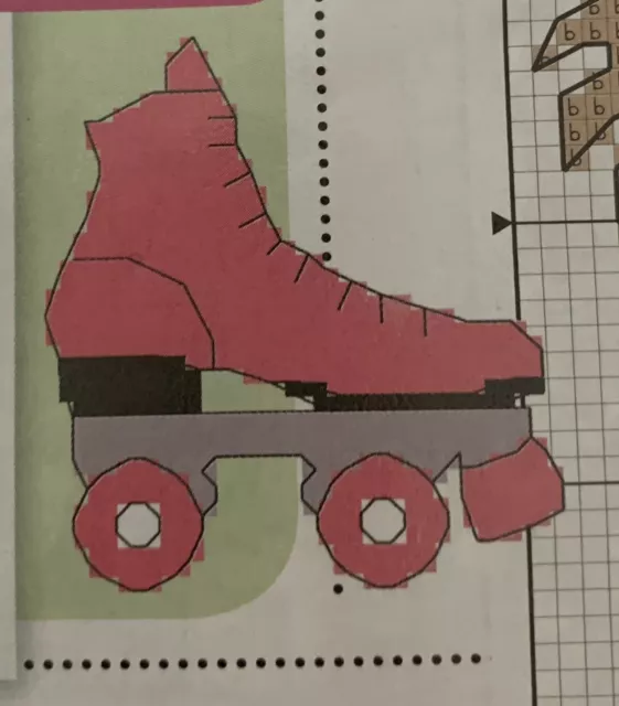 Patín de ruedas rosa pequeña tarjeta de punto de cruz tabla de diseño